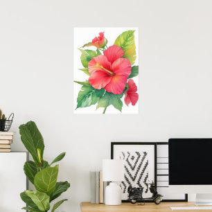Pink Hibiscus Flower Poster