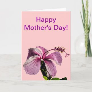 Pink Hibiscus Flower Side View Mother's Day Card