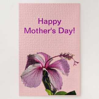 Pink Hibiscus Flower Side View Mother's Day Jigsaw Puzzle