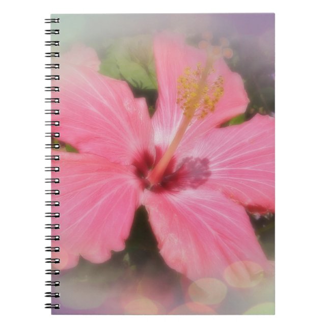 Pink Hibiscus Flower Spiral Notebook (Front)