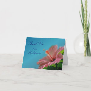 Pink Hibiscus Flower Thank You Card