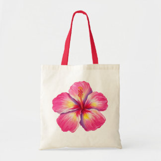 Pink Hibiscus Flower Tote Bag 