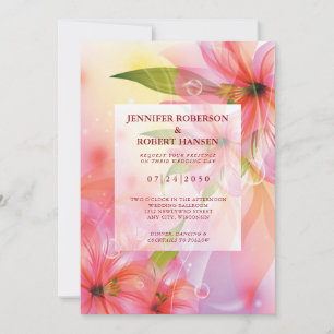 Pink Hibiscus Flower Wedding Floral Announcement