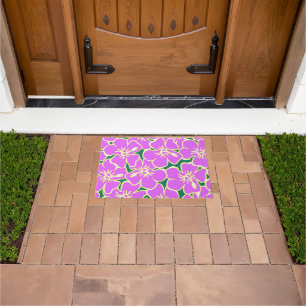 Pink Hibiscus Flowers  Doormat