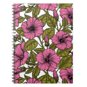 Pink hibiscus flowers notebook
