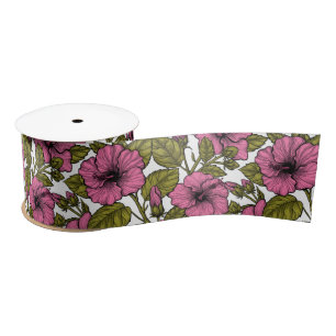 Pink hibiscus flowers satin ribbon