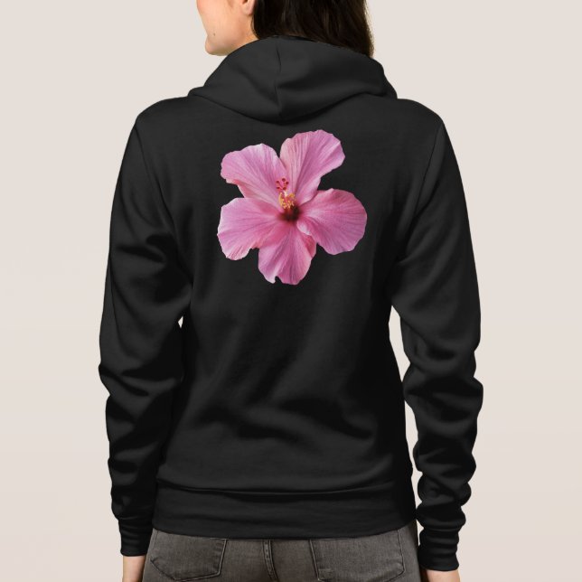 Pink Hibiscus Hawaii Flower Customised Template Hoodie (Back)