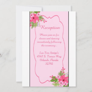 Pink Hibiscus Hawaiian 3.5x7 Reception Card