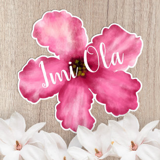 Pink Hibiscus Hawaiian Custom-Cut Vinyl Sticker