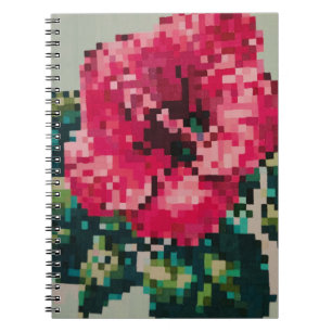 Pink Hibiscus in Soft Pixel Colours Notebook