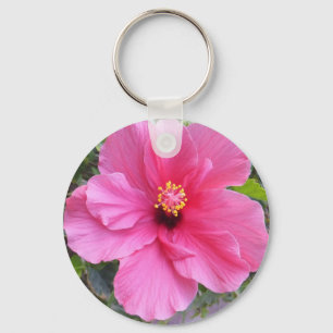 Pink Hibiscus key chain