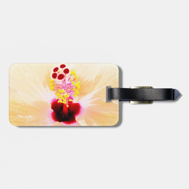 Pink Hibiscus Luggage Tag (Back Horizontal)
