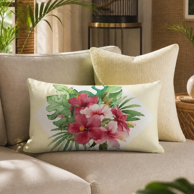 Pink Hibiscus Lumbar Pillow (Creator Uploaded)