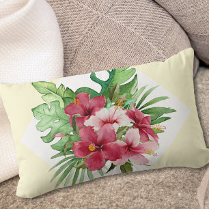 Pink Hibiscus Lumbar Pillow