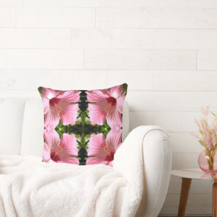 Pink Hibiscus Pattern Cushion