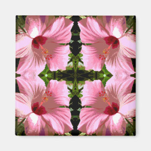 Pink Hibiscus Pattern Magnet