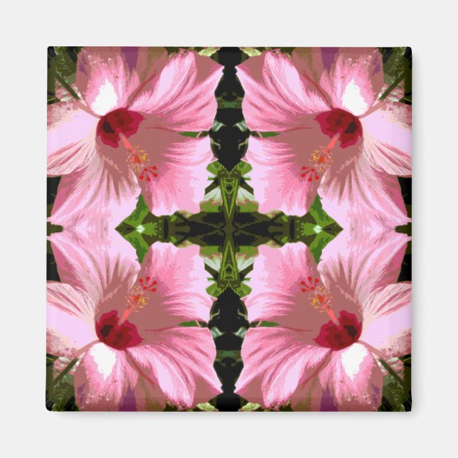 Pink Hibiscus Pattern Magnet (Front)