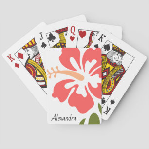 Pink Hibiscus Personalised Playing Cards