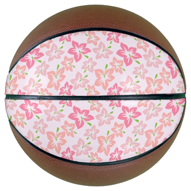 Pink Hibiscus, Pink Flowers, Pattern Of Flowers Basketball (Front)