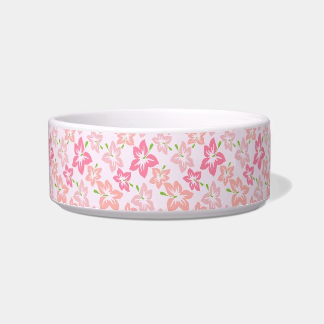 Pink Hibiscus, Pink Flowers, Pattern Of Flowers Bowl (Front)