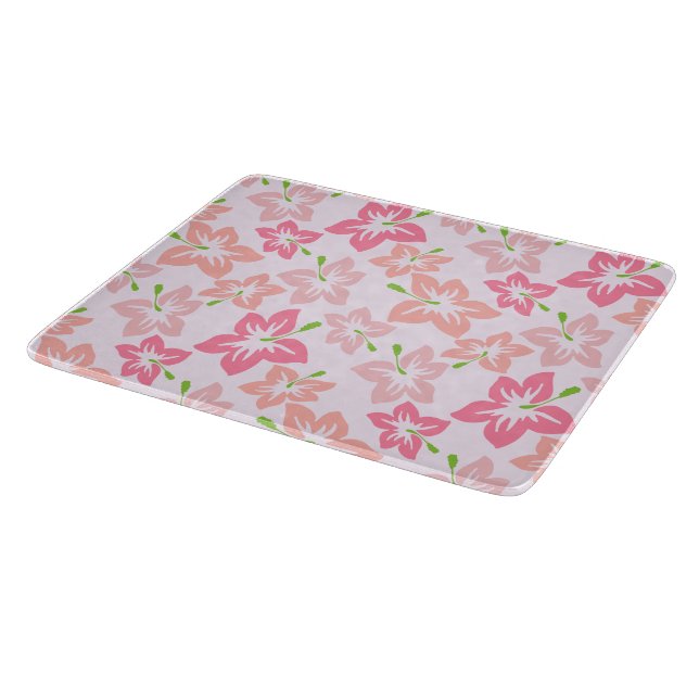 Pink Hibiscus, Pink Flowers, Pattern Of Flowers Cutting Board (Corner)