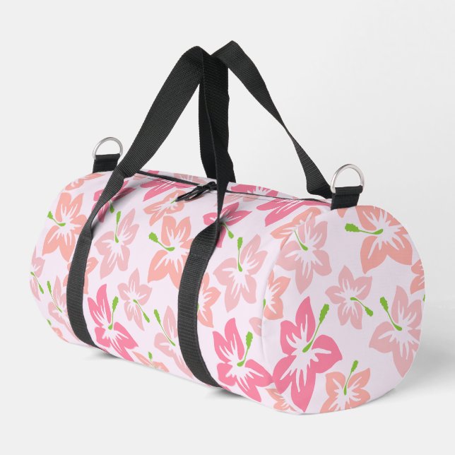 Pink Hibiscus, Pink Flowers, Pattern Of Flowers Duffle Bag (Left Corner)