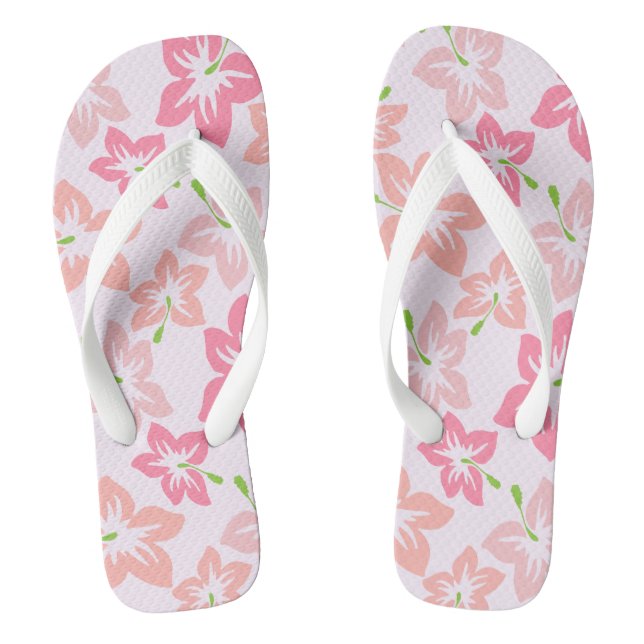 Pink Hibiscus, Pink Flowers, Pattern Of Flowers Jandals (Footbed)