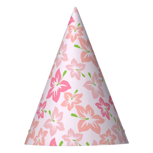 Pink Hibiscus, Pink Flowers, Pattern Of Flowers Party Hat (Front)