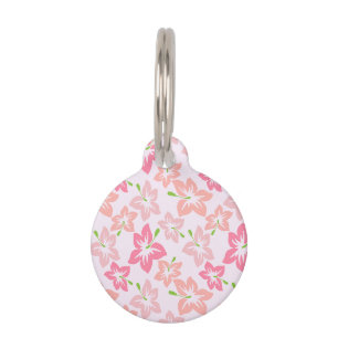 Pink Hibiscus, Pink Flowers, Pattern Of Flowers Pet Tag