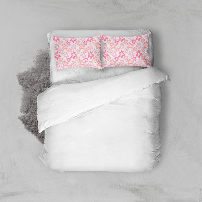 Pink Hibiscus, Pink Flowers, Pattern Of Flowers Pillowcase (Creator Uploaded)