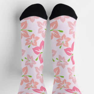 Pink Hibiscus, Pink Flowers, Pattern Of Flowers Socks