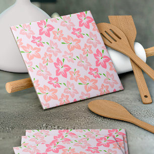 Pink Hibiscus, Pink Flowers, Pattern Of Flowers Tile