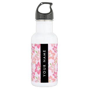 Pink Hibiscus, Pink Flowers, Your Name 532 Ml Water Bottle