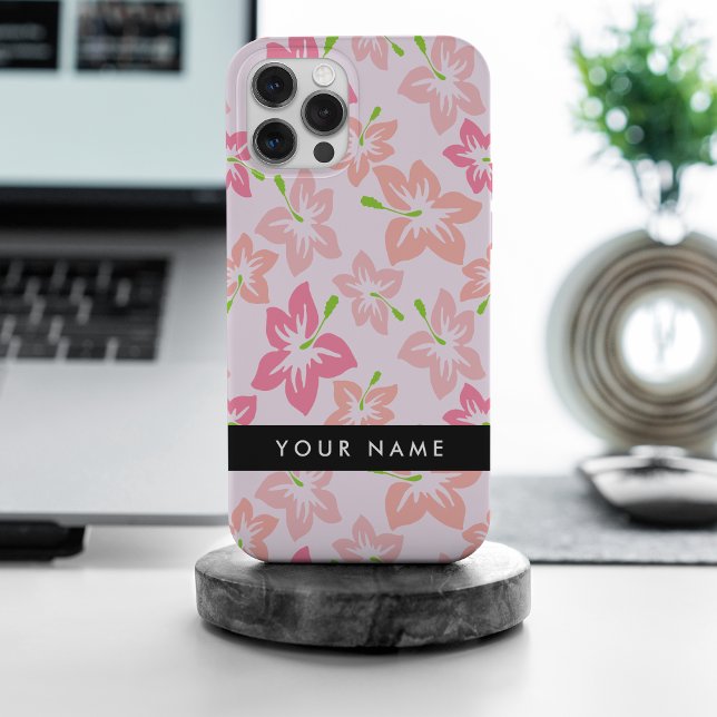 Pink Hibiscus, Pink Flowers, Your Name Case-Mate iPhone Case (Creator Uploaded)