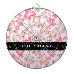 Pink Hibiscus, Pink Flowers, Your Name Dartboard