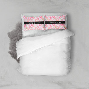 Pink Hibiscus, Pink Flowers, Your Name Pillowcase