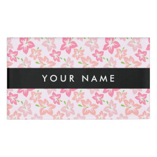 Pink Hibiscus, Pink Flowers, Your Name Tag