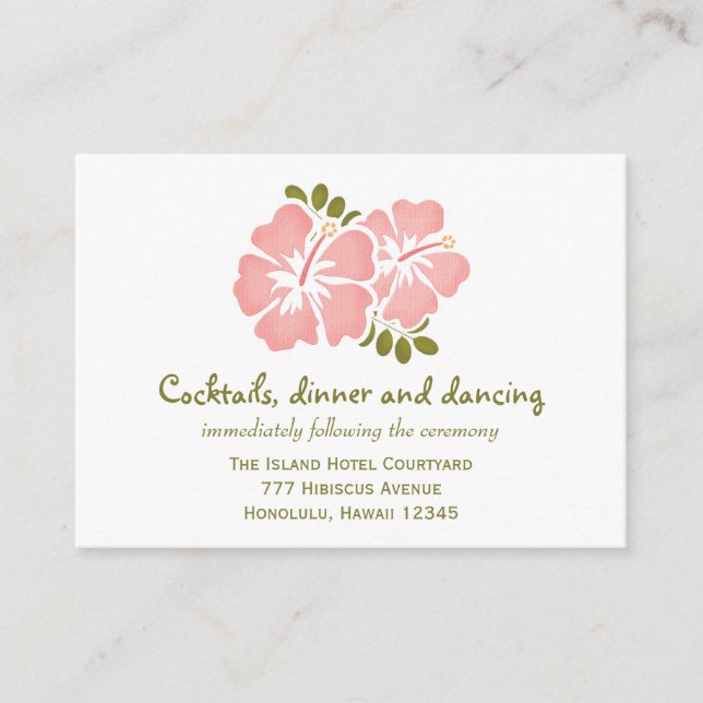 Pink Hibiscus Reception Enclosure Cards (Front)