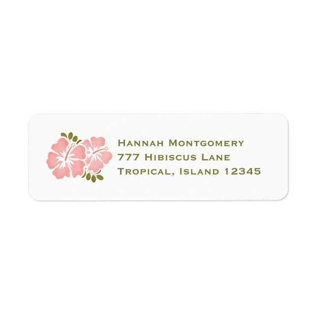 Pink Hibiscus Return Address Labels Custom (Front)