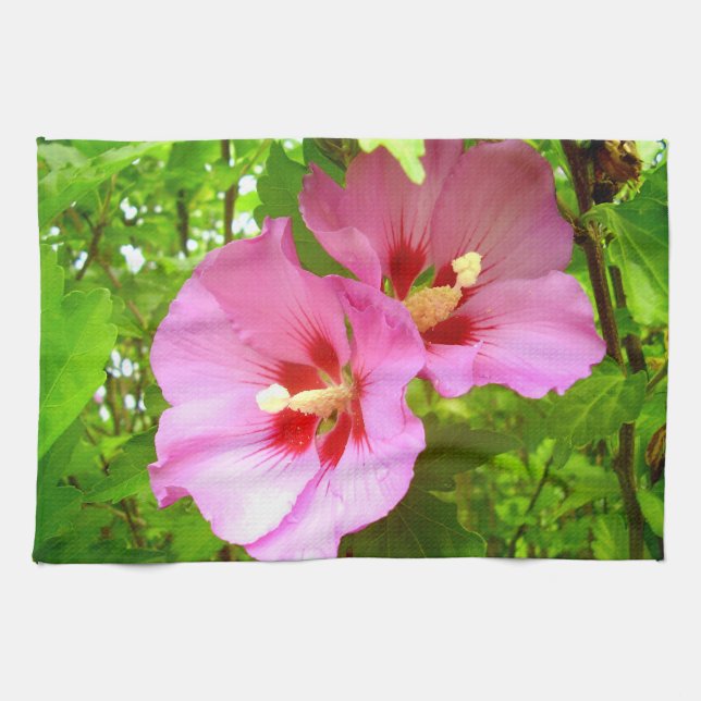 Pink Hibiscus Tea Towel (Horizontal)