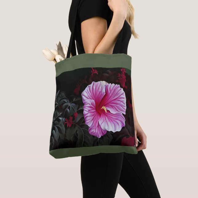 Pink Hibiscus Tote (Close Up)