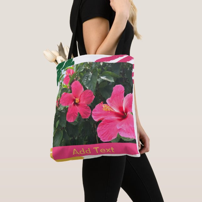 Pink Hibiscus Tote Bag (Close Up)