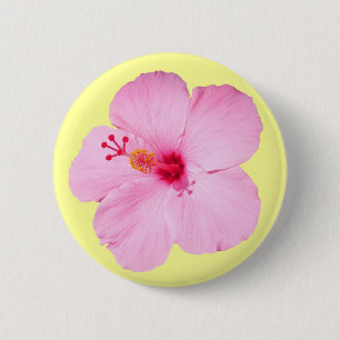 Pink Hibiscus Tropical Flower 6 Cm Round Badge