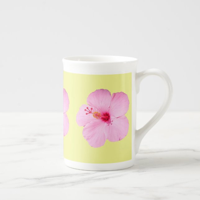 Pink Hibiscus Tropical Flower Bone China Mug (Right)