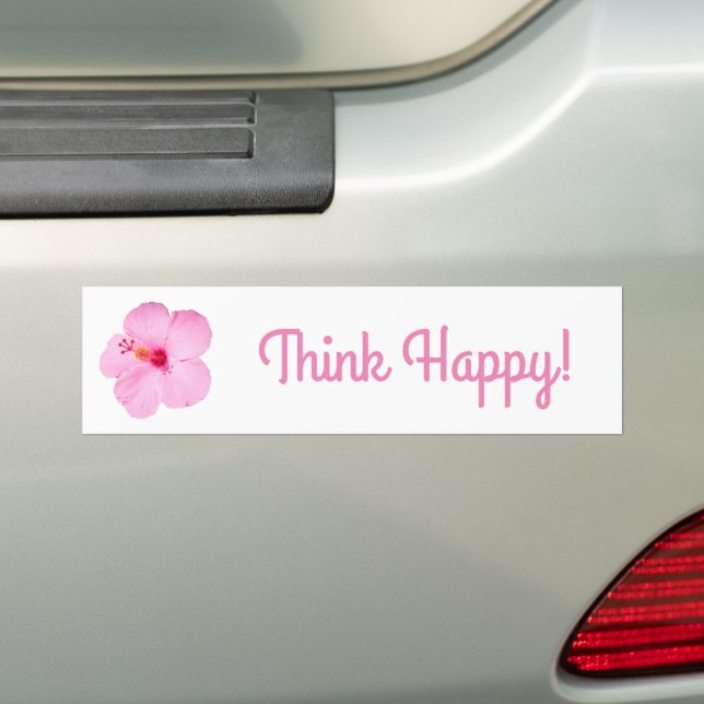 Pink Hibiscus Tropical Flower Bumper Sticker (On Car)