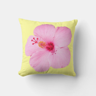 Pink Hibiscus Tropical Flower Cushion