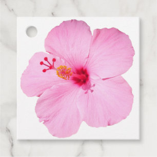 Pink Hibiscus Tropical Flower Favour Tags