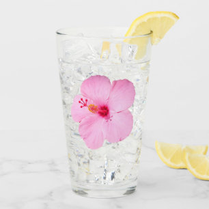 Pink Hibiscus Tropical Flower Glass