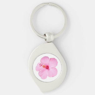 Pink Hibiscus Tropical Flower Key Ring