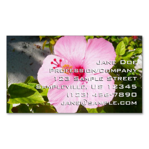 Pink Hibiscus Tropical Flower Magnetic Business Card
